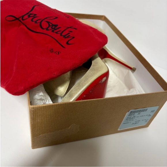 Christian Louboutin Iriza 100 Suede Metal Platine D’orsay - Picture 9 of 10